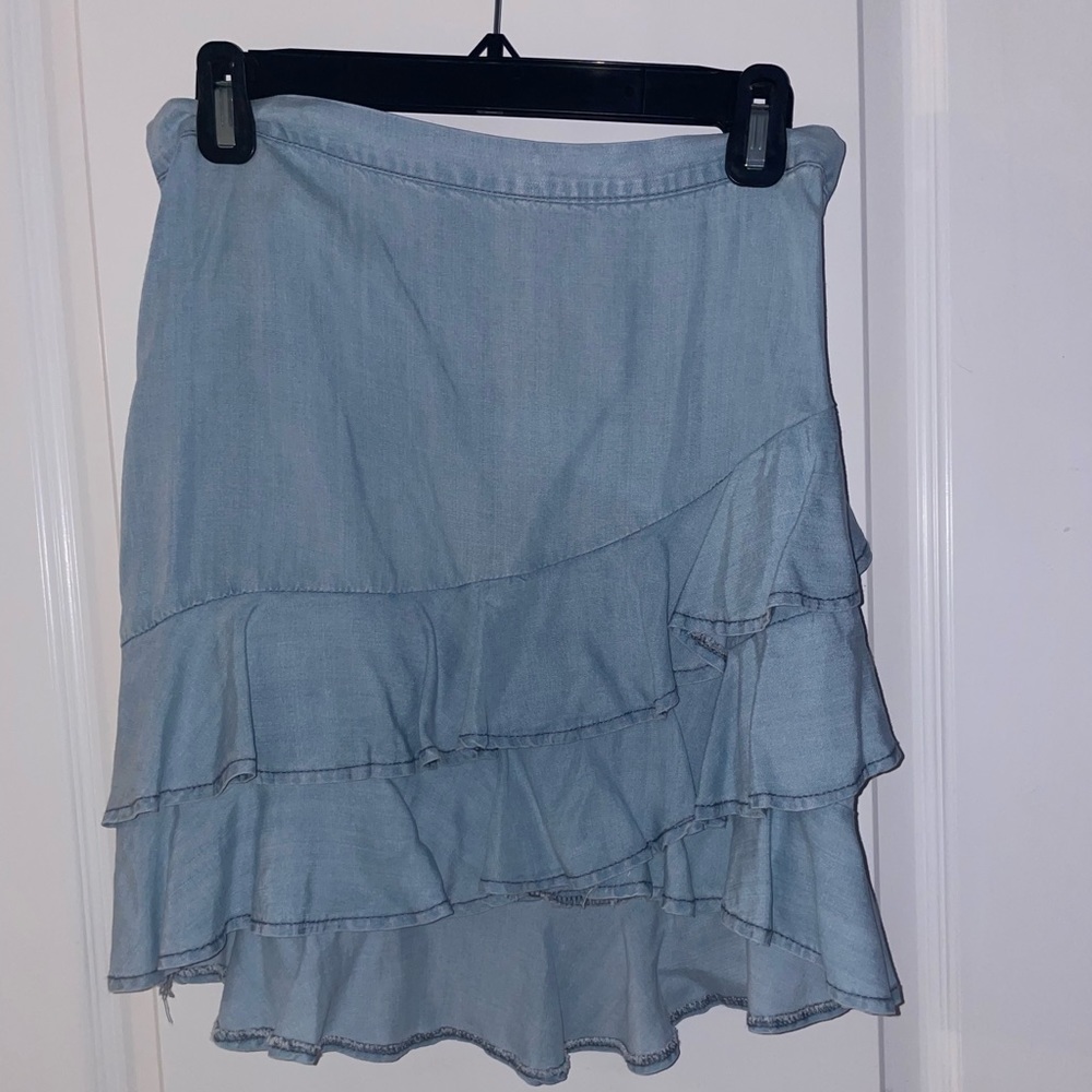 Blue ruffle mini skirt